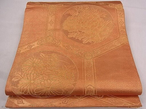 平和屋着物■六通柄袋帯 亀甲花丸文 金糸 逸品 fb9024 平和屋着物■六通柄袋帯 亀甲花丸文 金糸 逸品 fb9024