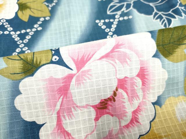 平和屋着物∴夏物　綿紅梅　浴衣　籠目牡丹文　綿　逸品　DAAV7091cd