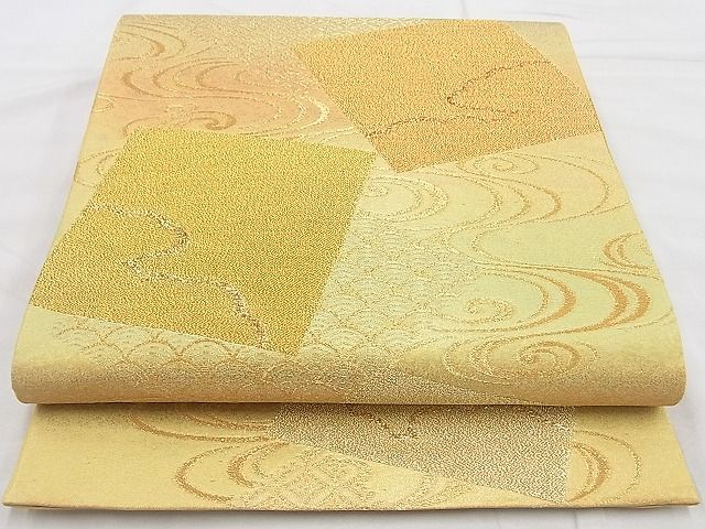 平和屋着物◎六通柄袋帯　色紙流し　金糸　逸品　BAAG3391xa