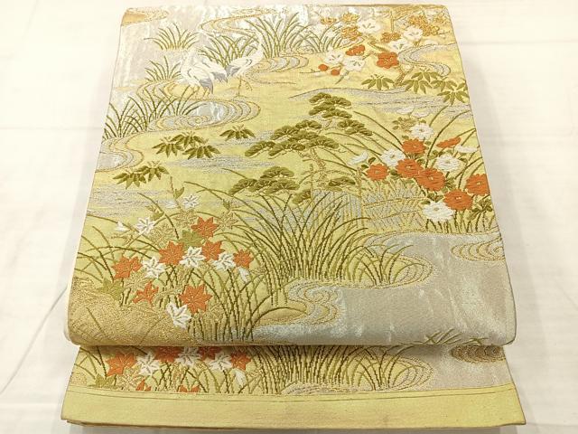 Rakuten - 平和屋着物◎六通柄袋帯　唐織　流水草花文　金銀糸　正絹　逸品　AABE3040uk
