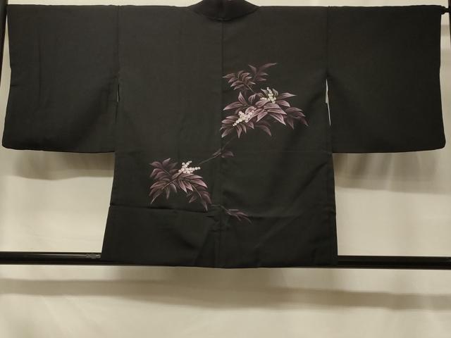 Full-Length Under-Kimono - 平和屋着物＃羽織　南天文　黒地　金彩　正絹　逸品　CABF1542in