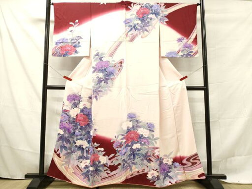 平和屋着物■訪問着 草花文 暈し染め 銀彩 正絹 逸品 DAAP5978tw 平和屋着物■訪問着 草花文 暈し染め 銀彩 正絹 逸品 DAAP5978tw