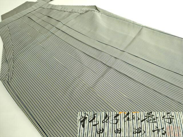 平和屋本店●極上　男性　人間国宝　甲田綏郎　精好仙台平　馬乗り袴　縞　逸品　DZAB6927kh6