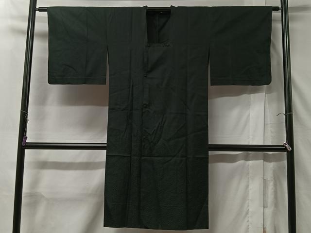 平和屋着物＃道行コート 単衣 干割れ地紋 黒地 正絹 逸品 CABB5481ua