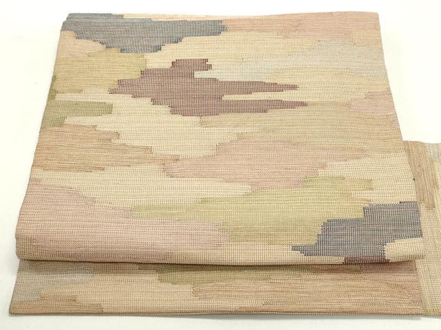 平和屋着物●俵屋　人間国宝　喜多川平朗 有職織物　九寸名古屋帯　霞文　金通し地　正絹　逸品　DAAY0243ob