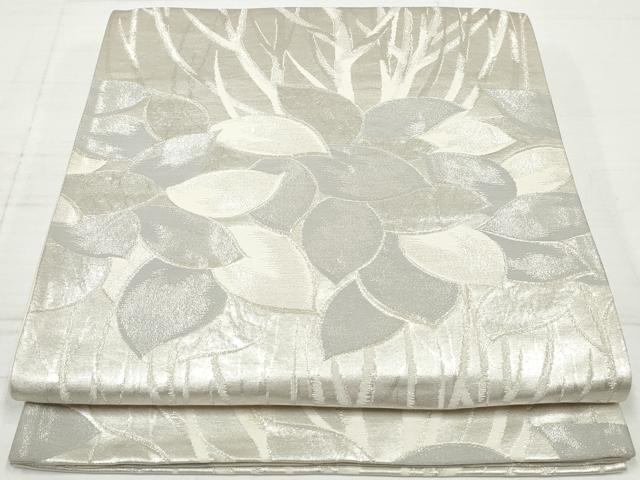 平和屋着物◎六通柄袋帯　樹林文　銀糸　正絹　逸品　DAAV0853qa