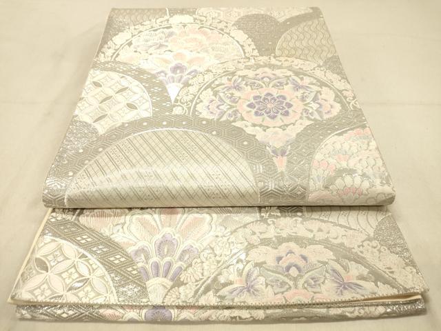 平和屋着物◎六通柄袋帯　唐織　九百錦　正倉院青海波　プラチナ箔　正絹　逸品　DABA2088jm