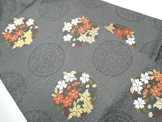 平和屋着物●九寸名古屋帯　唐織　草花丸文　金銀糸　正絹　逸品　CAAZ4086hy