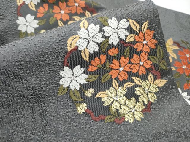 平和屋着物●九寸名古屋帯　唐織　草花丸文　金銀糸　正絹　逸品　CAAZ4086hy