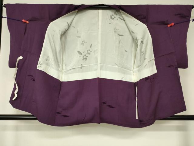 平和屋着物■道行コート　輪奈ビロード　霞地紋　桑の実色　正絹　逸品　DAAM9595cm