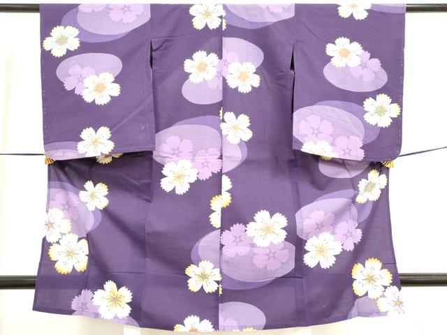 平和屋着物∴夏物　浴衣　七五三　女の子　舞花文　さんび謹製　綿　逸品　未使用　DAAV7102cd