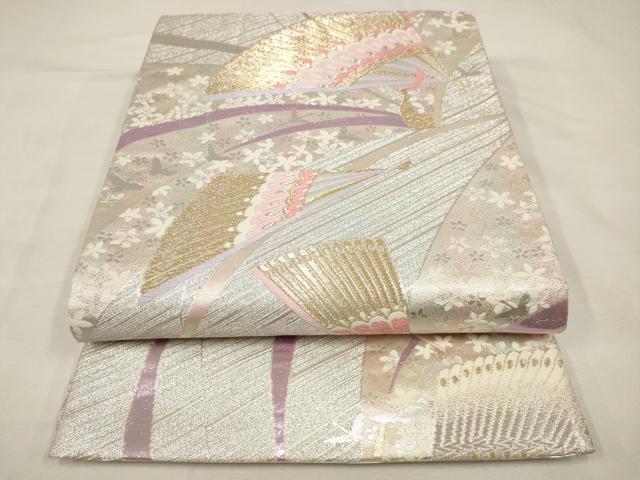 平和屋着物◎六通柄袋帯　唐織　孔雀扇文　金銀糸　正絹　逸品　AAAV1138sw