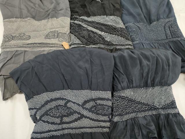 平和屋着物■男性 和装小物 兵児帯5点セット 中抜き 絞り 青海波 笹 全て正絹 逸品 未使用品あり AAAP7615uw