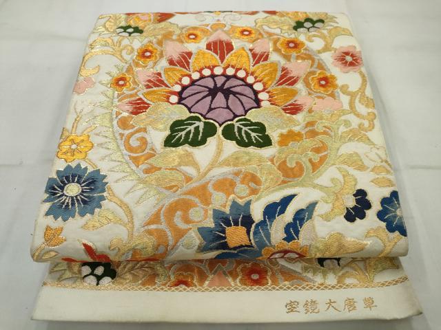 平和屋着物◎六通柄袋帯　唐織　更紗花文　金銀糸　正絹　逸品　AAAV1175nf