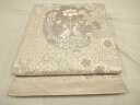 平和屋着物◎六通柄袋帯 唐織 向かい鳥花唐草文 銀糸 正絹 逸品 AAAV1201sw