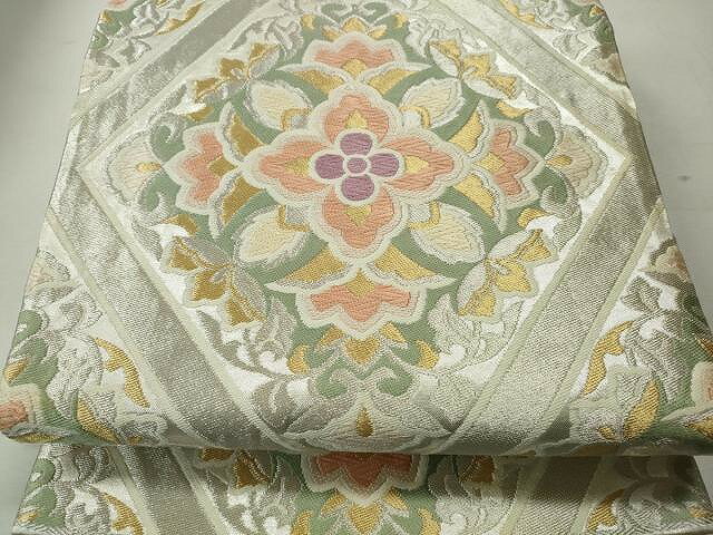 平和屋着物◎六通柄袋帯　唐織　菱正倉院花文　金銀糸　正絹　逸品　CAAT2062yk