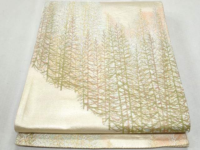 平和屋着物◎六通柄袋帯　樹林文　金銀糸　正絹　逸品　CABA2461fb