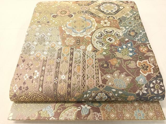 平和屋着物●六通柄袋帯　唐織　切嵌更紗吉祥文　金糸　正絹　逸品　未使用　CABJ0462vp