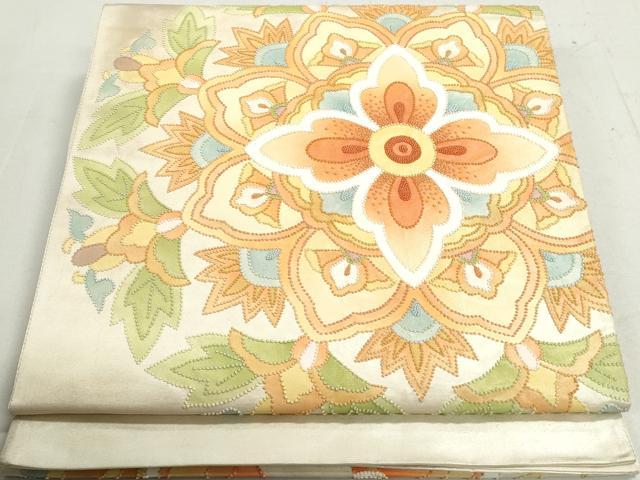 平和屋着物◎中国三大刺繍　相良刺繍　太鼓柄袋帯　更紗花文　正絹　逸品　DAAX7735qa