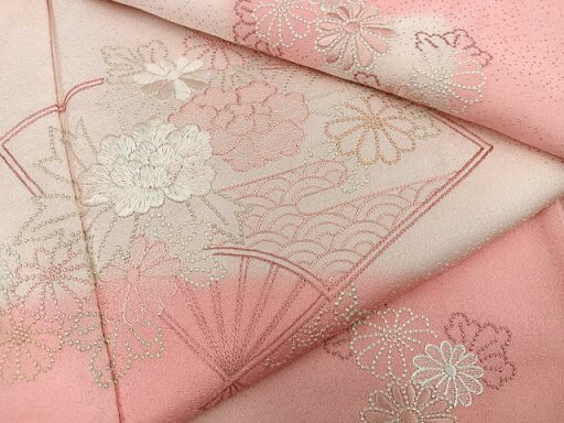 平和屋着物■訪問着 総刺繍 扇面花文 暈し染め 正絹 逸品 BAAS5900ph 平和屋着物■訪問着 総刺繍 扇面花文 暈し染め 正絹 逸品 BAAS5900ph