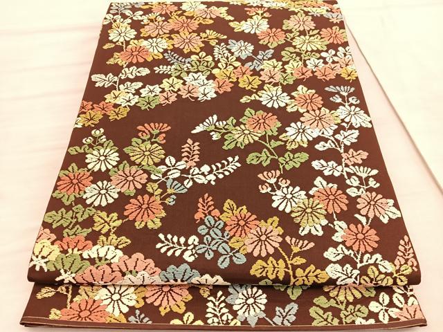 浴衣帯 - 平和屋着物◎六通柄袋帯　唐織　草花文　正絹　逸品　BAAV3940hv