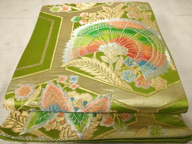 平和屋着物◎六通柄袋帯　更紗花文　金銀糸　正絹　逸品　AAAU9407dt