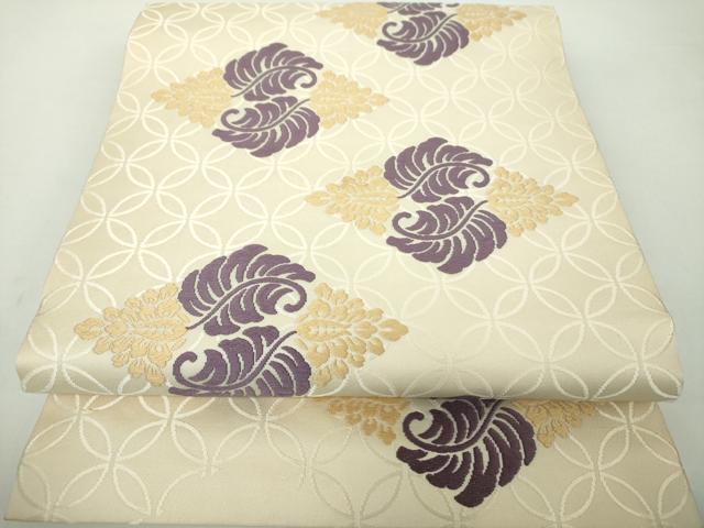 平和屋着物●俵屋　人間国宝　喜多川平朗 有職織物　九寸開き名古屋帯　唐織　花菱文　正絹　逸品　DAAY1179ps