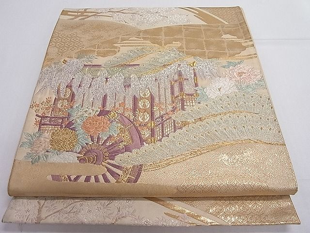 平和屋川間店■六通柄袋帯　唐織　古都祭礼文　本金箔　逸品　CAAA7182ut