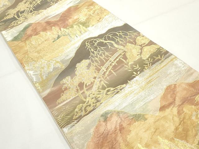 平和屋着物◎六通柄袋帯 渡橋風景文 金銀糸 正絹 逸品 DAAY4612qa