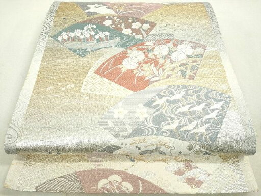 平和屋着物◎六通柄袋帯 地紙重ね花文 金銀糸 逸品 DAAH9592tw 平和屋着物◎六通柄袋帯 地紙重ね花文 金銀糸 逸品 DAAH9592tw