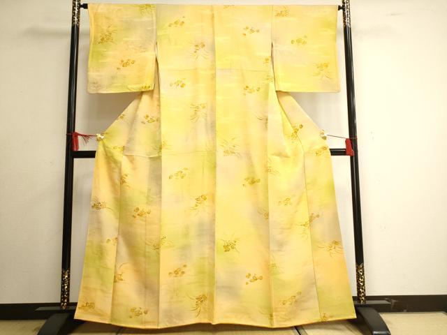 平和屋着物■上質な小紋 地紋起こし 草花文 暈し染め 正絹 逸品 AAAP9489fy