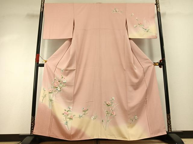 Rakuten - 平和屋着物●訪問着　友禅　草花文　暈し染め　正絹　逸品　AABG4546fy