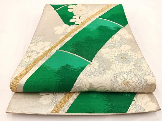 Rakuten - 平和屋着物◎六通柄袋帯　唐織　竹菊文　金銀糸　正絹　逸品　BAAV7604yc