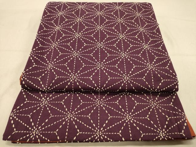 平和屋着物◎全通柄　京袋帯　麻の葉文様　正絹　逸品　DABA2012jm...