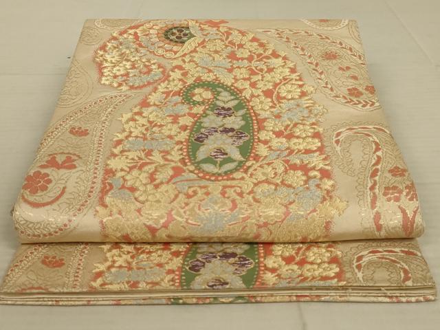 Rakuten - 平和屋着物◎六通柄袋帯　更紗花文　金糸　正絹　逸品　AAAX7253ou