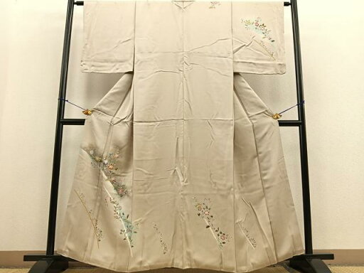 平和屋着物■訪問着 駒刺繍 更紗花唐草文 暈し染め 金彩 正絹 逸品 BAAQ8816ow 平和屋着物■訪問着 駒刺繍 更紗花唐草文 暈し染め 金彩 正絹 逸品 BAAQ8816ow