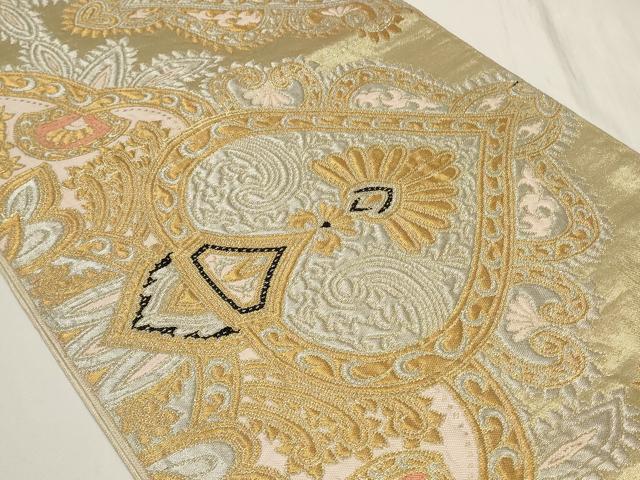 平和屋着物◎六通柄袋帯　更紗花文　金銀糸　正絹　逸品　CAAY9017in