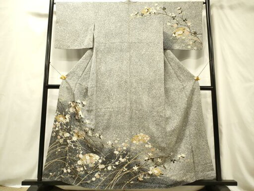 平和屋着物■訪問着 地紙枝花文 たたき染め 金彩 正絹 逸品 DAAP8341zy 平和屋着物■訪問着 地紙枝花文 たたき染め 金彩 正絹 逸品 DAAP8341zy