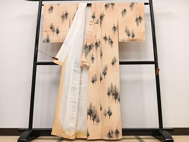 平和屋着物■訪問着　手描き　樹林文　暈し染め　銀彩　正絹　逸品　CABD6939xe