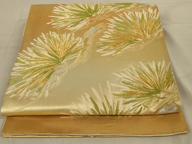 平和屋着物◎六通柄袋帯　唐織　枝松文　金銀糸　正絹　逸品　AAAW1784ou