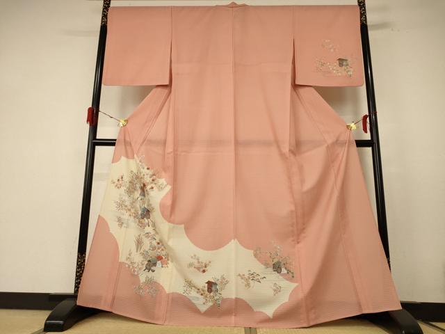 Rakuten - 平和屋着物＊夏物　訪問着　絽　刺繍　御所車花文　洗える着物　AABE7403jd