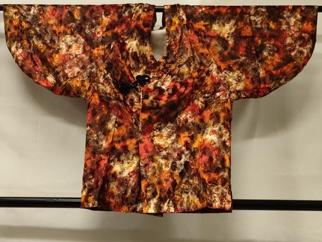 平和屋着物＃和装コート　霞花文　暈し染め　正絹　逸品　CABD1354in