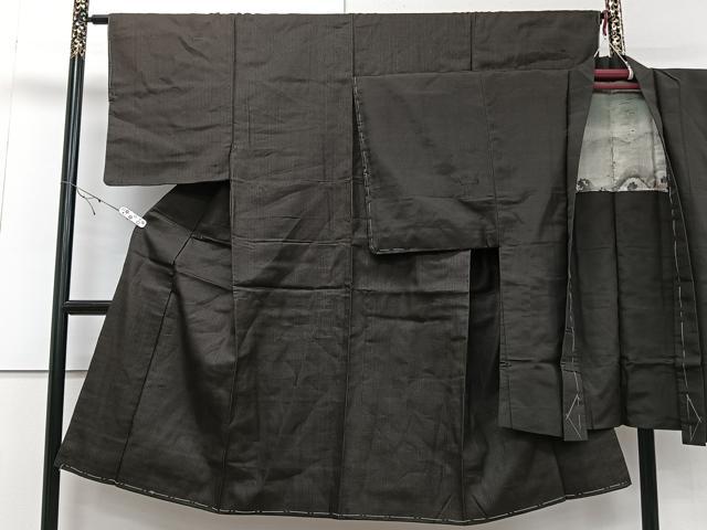 平和屋着物■男性　紬　アンサンブル　格子　正絹　逸品　CABD3081xi