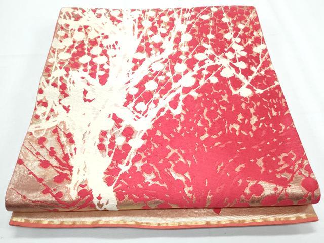 平和屋着物◎六通柄袋帯 唐織 樹林文 金糸 正絹 逸品 CABF7843th