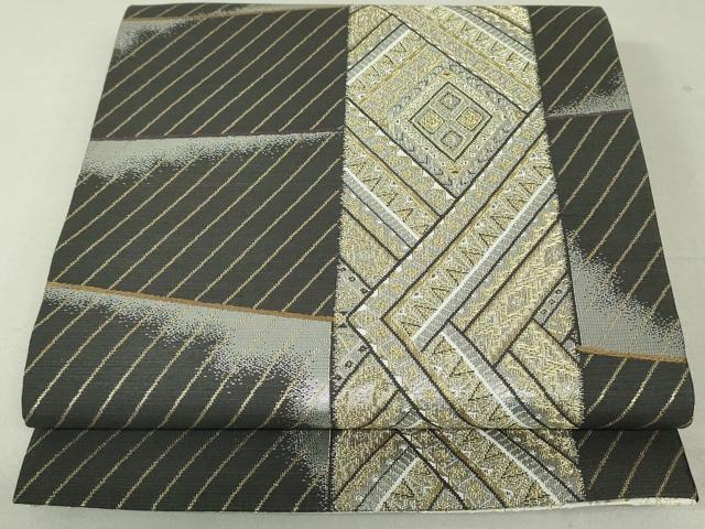 平和屋着物●丸帯　菱間道　金銀糸　正絹　逸品　未使用　DAAT0352ob