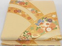 平和屋着物■本佐賀唐織 六通柄袋帯 山取花丸文 金糸 正絹 逸品 A-gk494