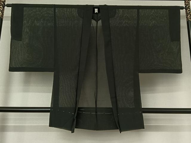 平和屋着物▽男性　羽織　スリーシーズン　春夏秋　塵除け　暗黒色　正絹　逸品　AABF9201jh