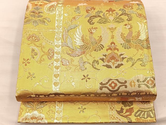 平和屋着物◎六通柄袋帯　双鳥花文　正絹　逸品　BAAS1280je