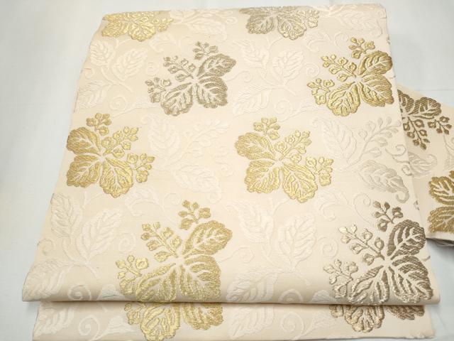 平和屋着物●俵屋　人間国宝　喜多川平朗 有職織物　九寸名古屋帯　唐織　桐唐草文　金糸　正絹　逸品　CAAZ4096hy