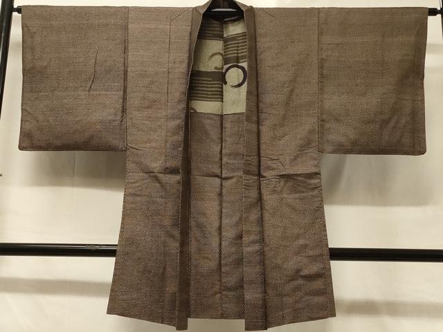 平和屋着物＃男性　本場大島紬　長羽織　格子柄　正絹　逸品　CABD1355in